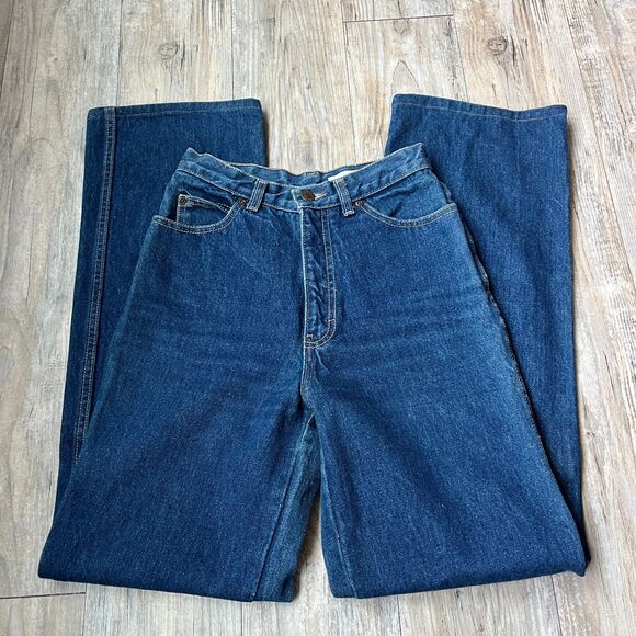 Vintage Calvin Klein Jeans Women's 6 / 25 x 31 Wide Leg High Rise Blue 80s USA - Picture 2 of 12